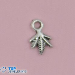 Leaf shape steel Pendant Silver plated.