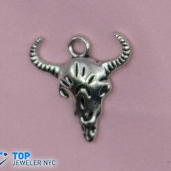 Taurus Head steel Pendant Silver plated.