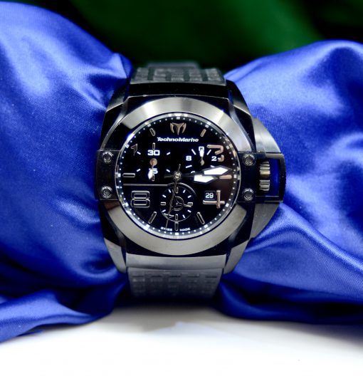 Sport TechnoMarine Men's watch Black Stainless Steel w/Date; 3 sub-dials