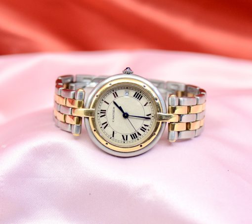 Cartier Panthere two line Stainless Steel&18K Yellow Gold Watch w/Date - Image 8