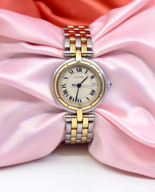 Cartier Panthere two line Stainless Steel&18K Yellow Gold Watch w/Date