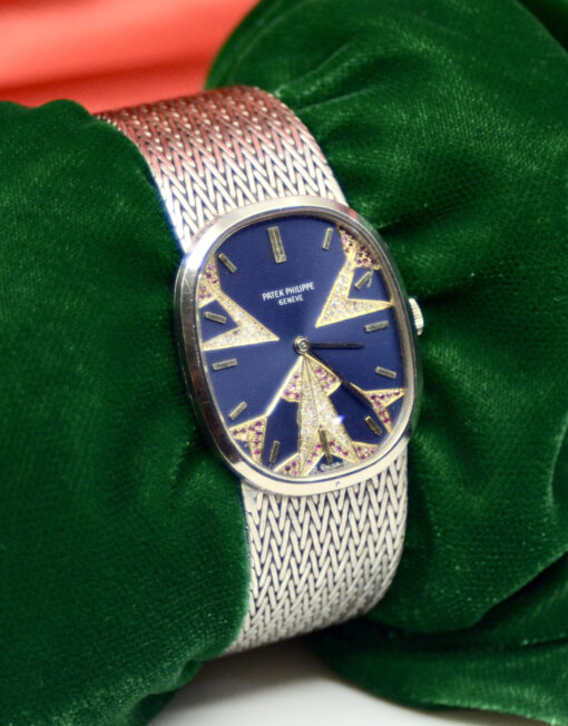 Patek Philippe Ellipse 18K White Gold watch Ref. 3548 with Diamonds, Rubies - Image 4