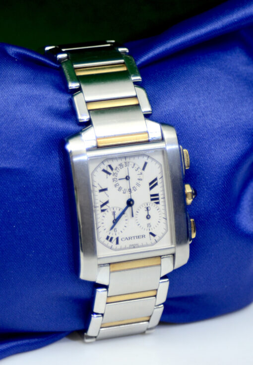 Men's Cartier Tank Francaise Chronograph CHRONOFLEX watch  18K YG & SS Ref. 2303 - Image 4