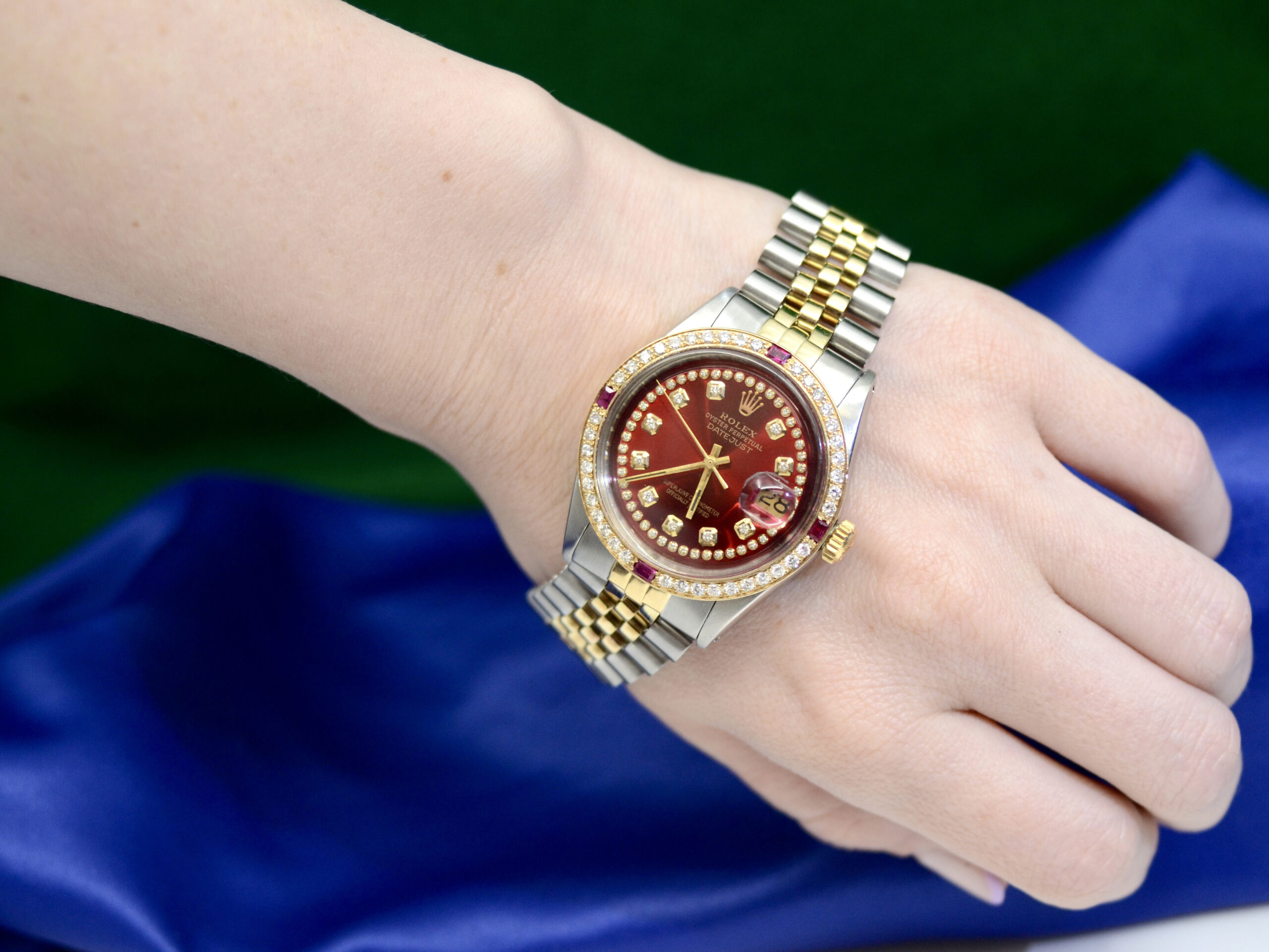 Rolex DateJust Watch 18K Yellow Gold & Stainless Steel w/Diamonds, Rubies - Image 2