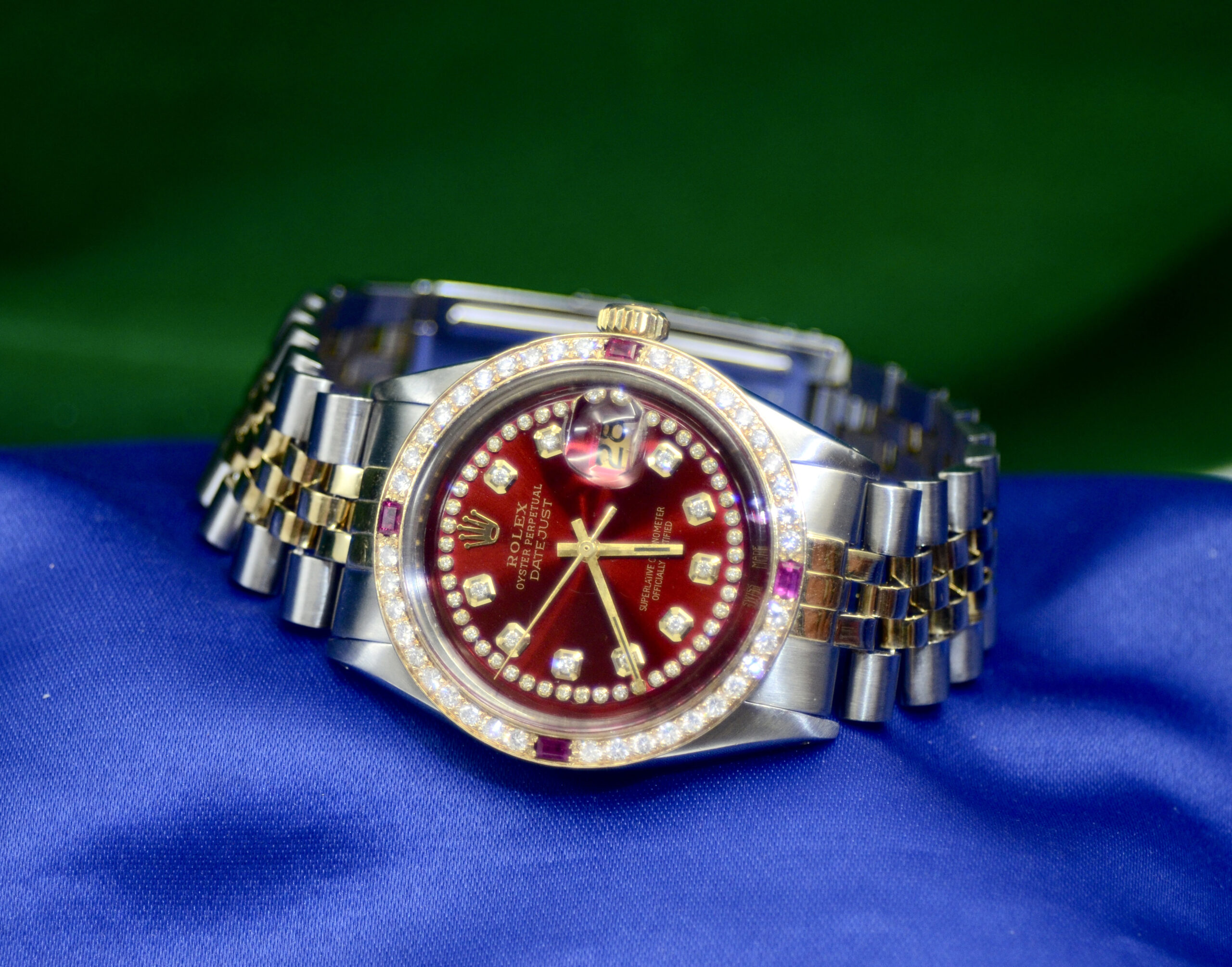 Rolex DateJust Watch 18K Yellow Gold & Stainless Steel w/Diamonds, Rubies - Image 4