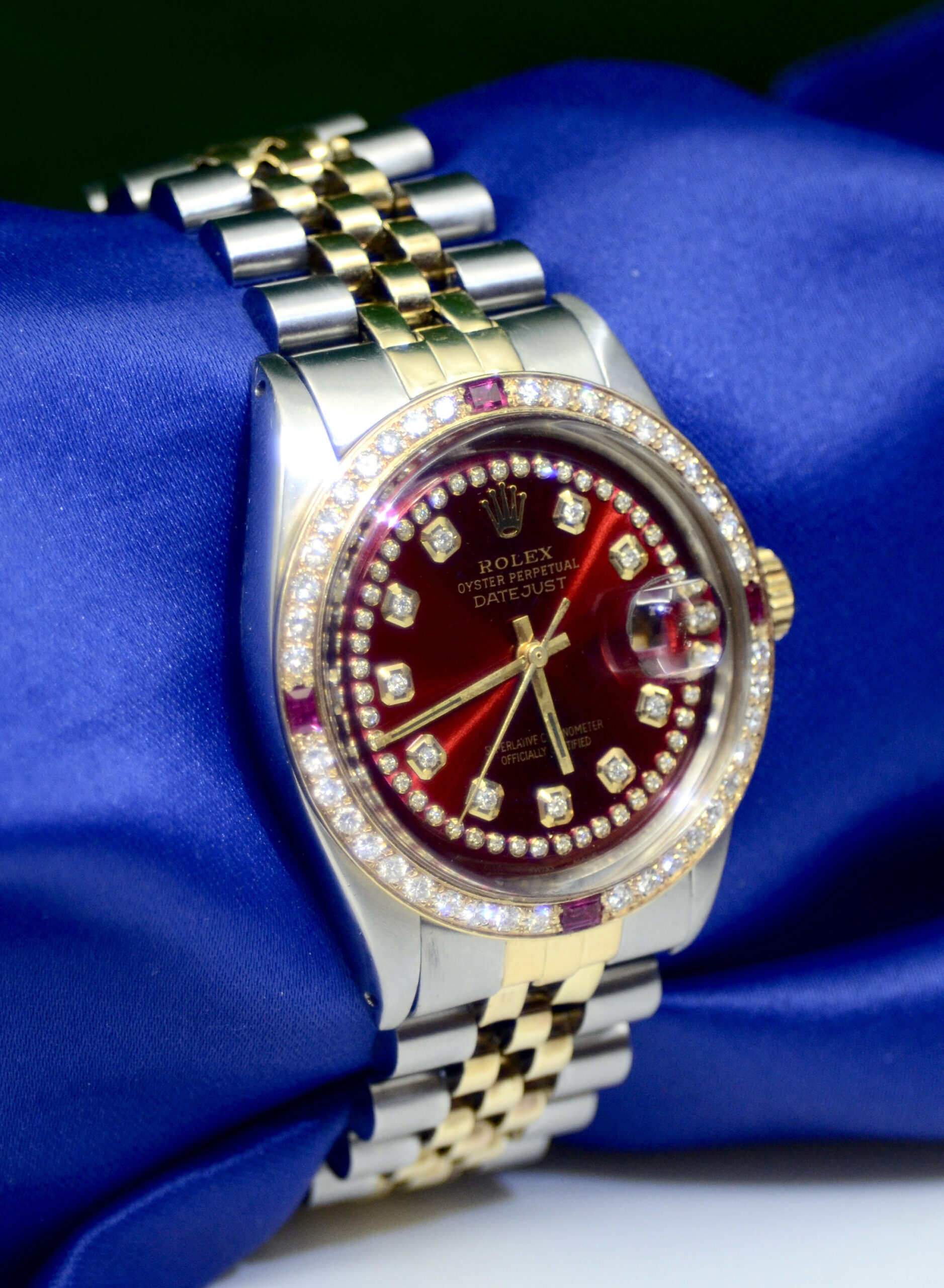 Rolex DateJust Watch 18K Yellow Gold & Stainless Steel w/Diamonds, Rubies - Image 3