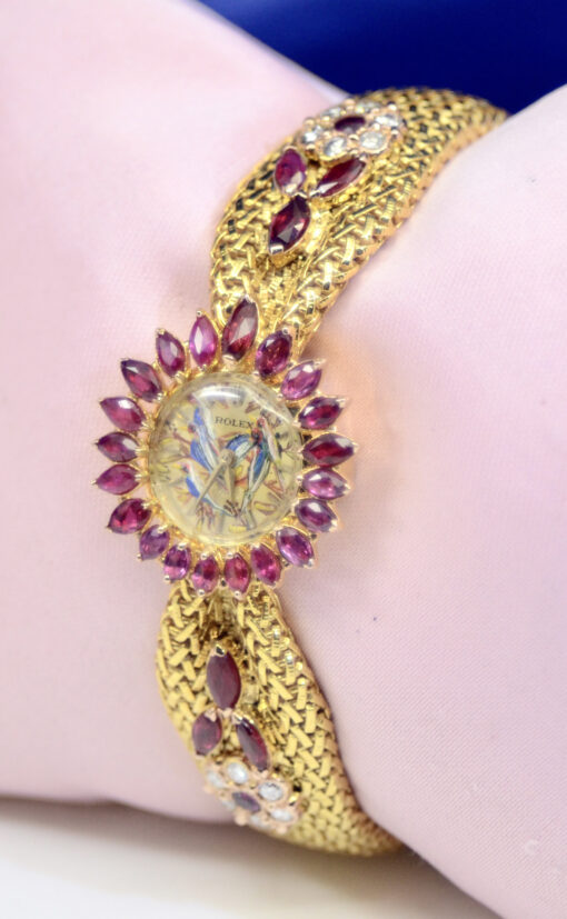 Ladies' Vintage Rolex Orchid 18K Yellow Gold watch with Diamonds, Rubies REF.: 9523 - Image 3