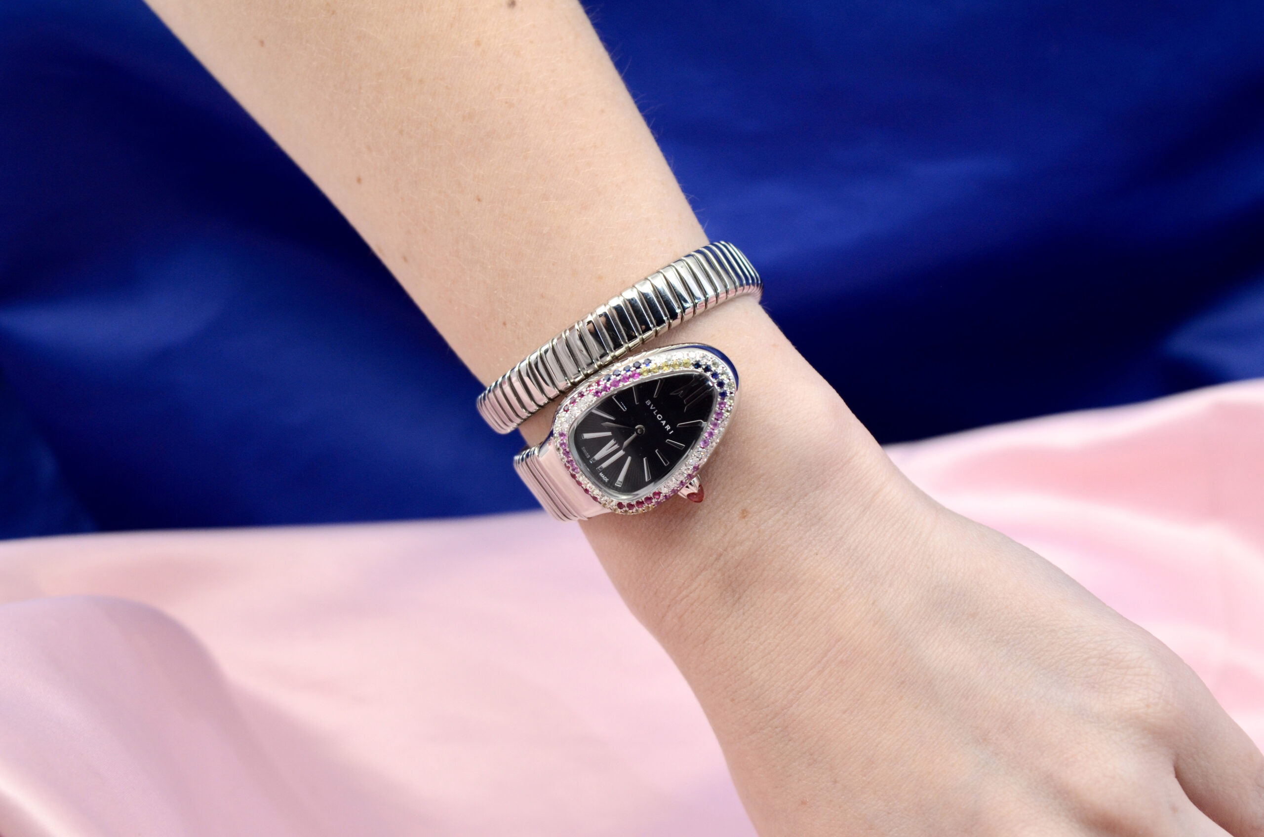 BVLGARI Serpenti Tubogas Stainless Steel Watch w/Diamonds,Sapphires,Rubies - Image 2