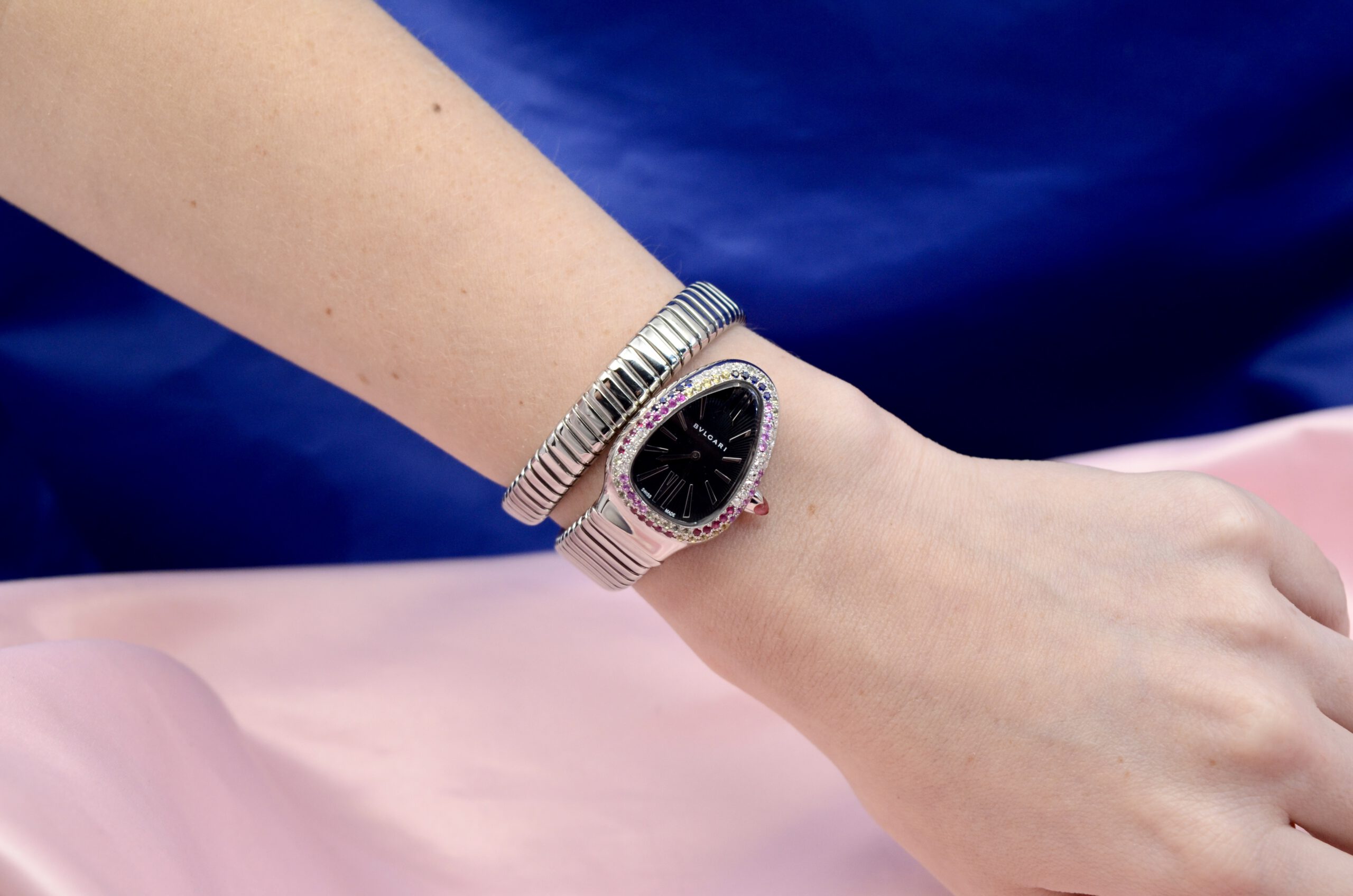 BVLGARI Serpenti Tubogas Stainless Steel Watch w/Diamonds,Sapphires,Rubies - Image 8