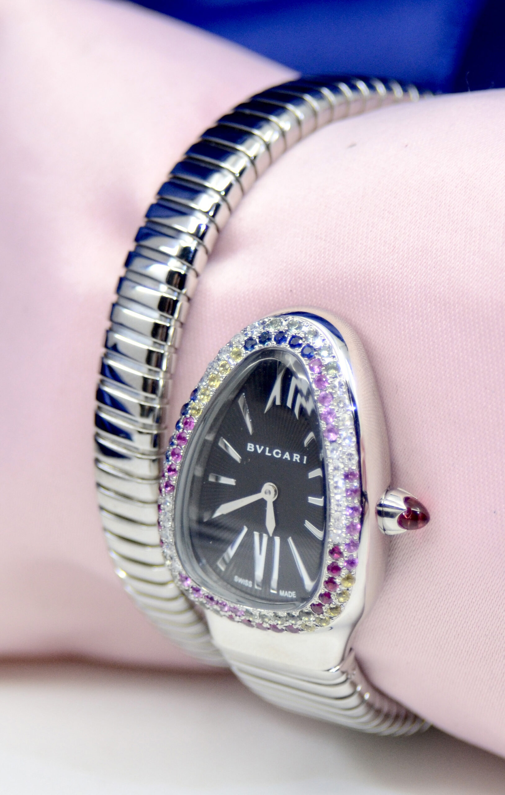 BVLGARI Serpenti Tubogas Stainless Steel Watch w/Diamonds,Sapphires,Rubies - Image 3