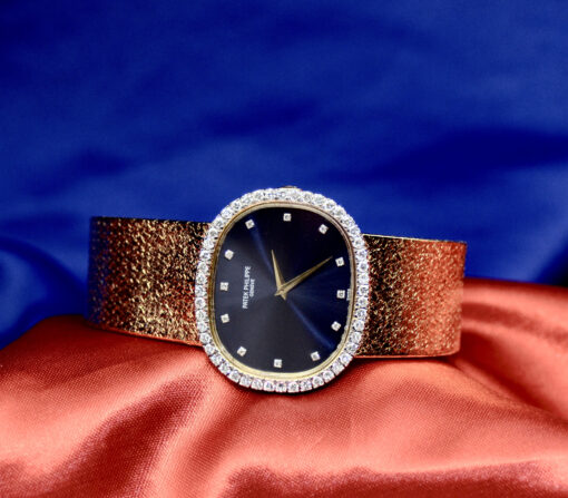 Patek Philippe Geneve 18K Yellow Gold watch w/Diamonds; 98.5 GM Box&papers - Image 8