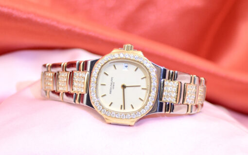 PATEK PHILIPPE Nautilus 18K Yellow Gold & SS watch w/Diamonds Ref. 4700/61 - Image 8