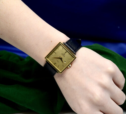 Vintage Rolex Marconi oversized Square watch in Gold Fill w/Steel back; Date - Image 3