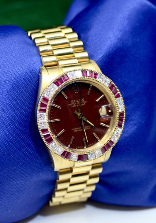 Rolex  DateJust Watch 31mm in 18K Yellow Gold  w/Diamonds, Rubies Ref. 6827 - Image 3
