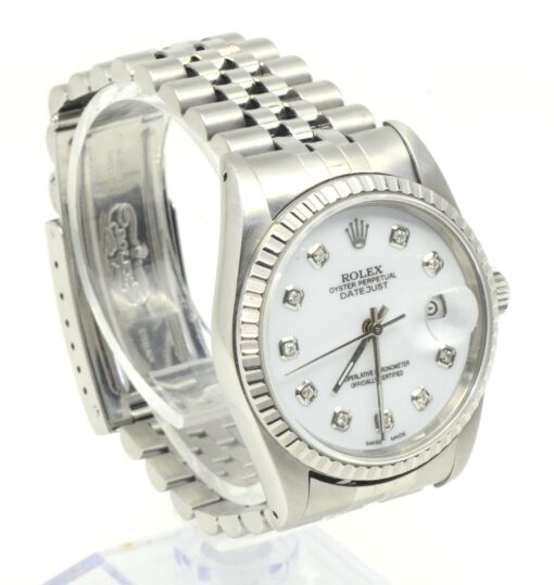 Mens' Rolex Oyster Perpetual DateJust Stainless Steel watch w/Diamonds Ref.16220 - Image 4