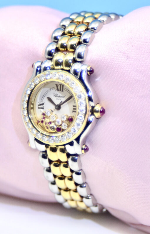 Women Chopard Happy Sport watch 18K Yellow Gold & SS w/Rubies, Diamonds 27/8251 - Image 5