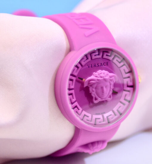 Versace Womens Medusa Pop Pink Strap Fashion Quartz Watch  39mm with pouch case - Image 4