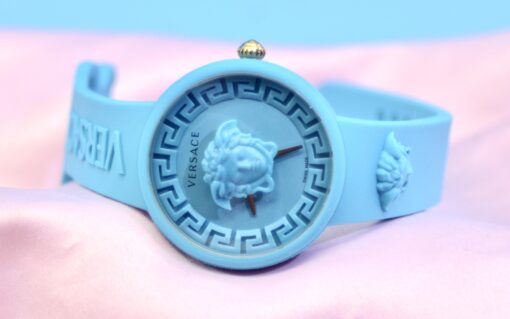 Versace Womens Medusa Pop Blue Strap Fashion Quartz Watch  39mm with pouch case - Image 5