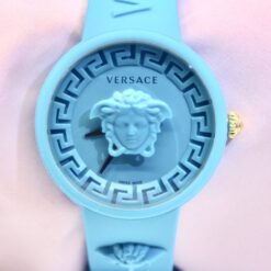 Versace Womens Medusa Pop Blue Strap Fashion Quartz Watch  39mm with pouch case