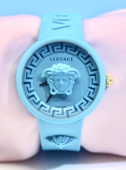 Versace Womens Medusa Pop Blue Strap Fashion Quartz Watch  39mm with pouch case