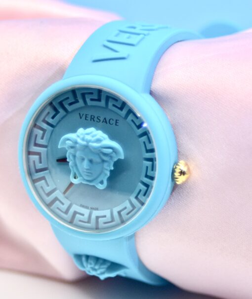Versace Womens Medusa Pop Blue Strap Fashion Quartz Watch  39mm with pouch case - Image 3