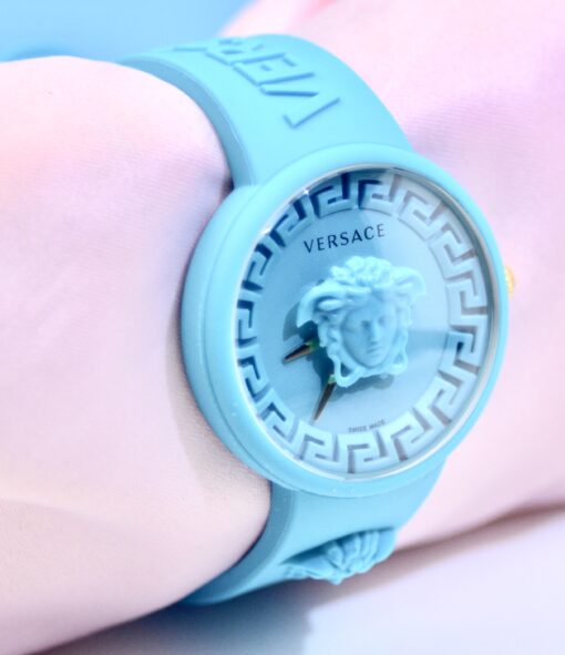 Versace Womens Medusa Pop Blue Strap Fashion Quartz Watch  39mm with pouch case - Image 4