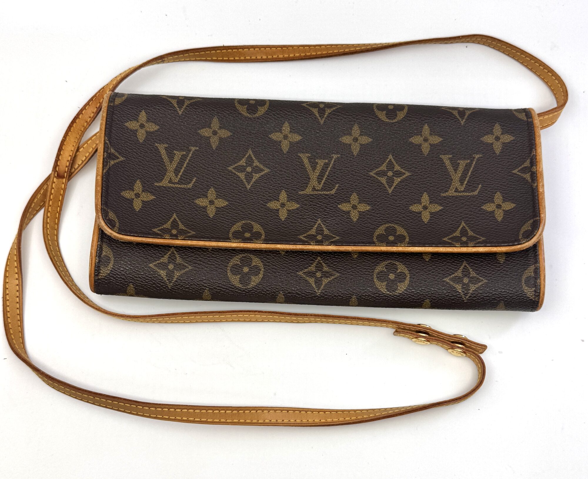 Authentic Louis Vuitton Monogram Pochette Twin GM Shoulder Bag M51852
