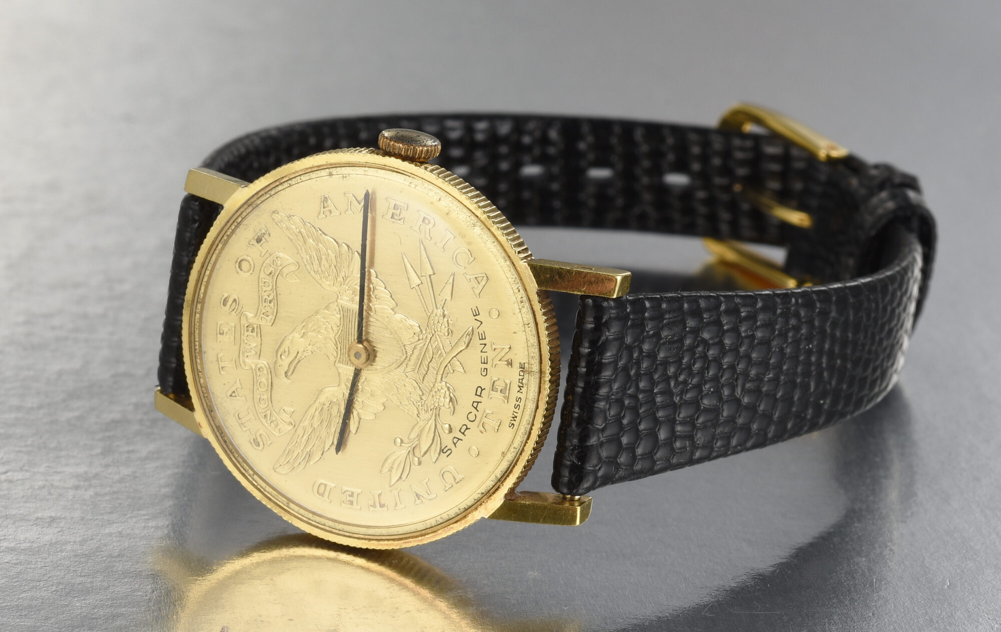 Vintage 1970s SARCAR $10 Gold Coin Watch in 18K Yellow Gold Ref.73 299 B, Manual - Image 7