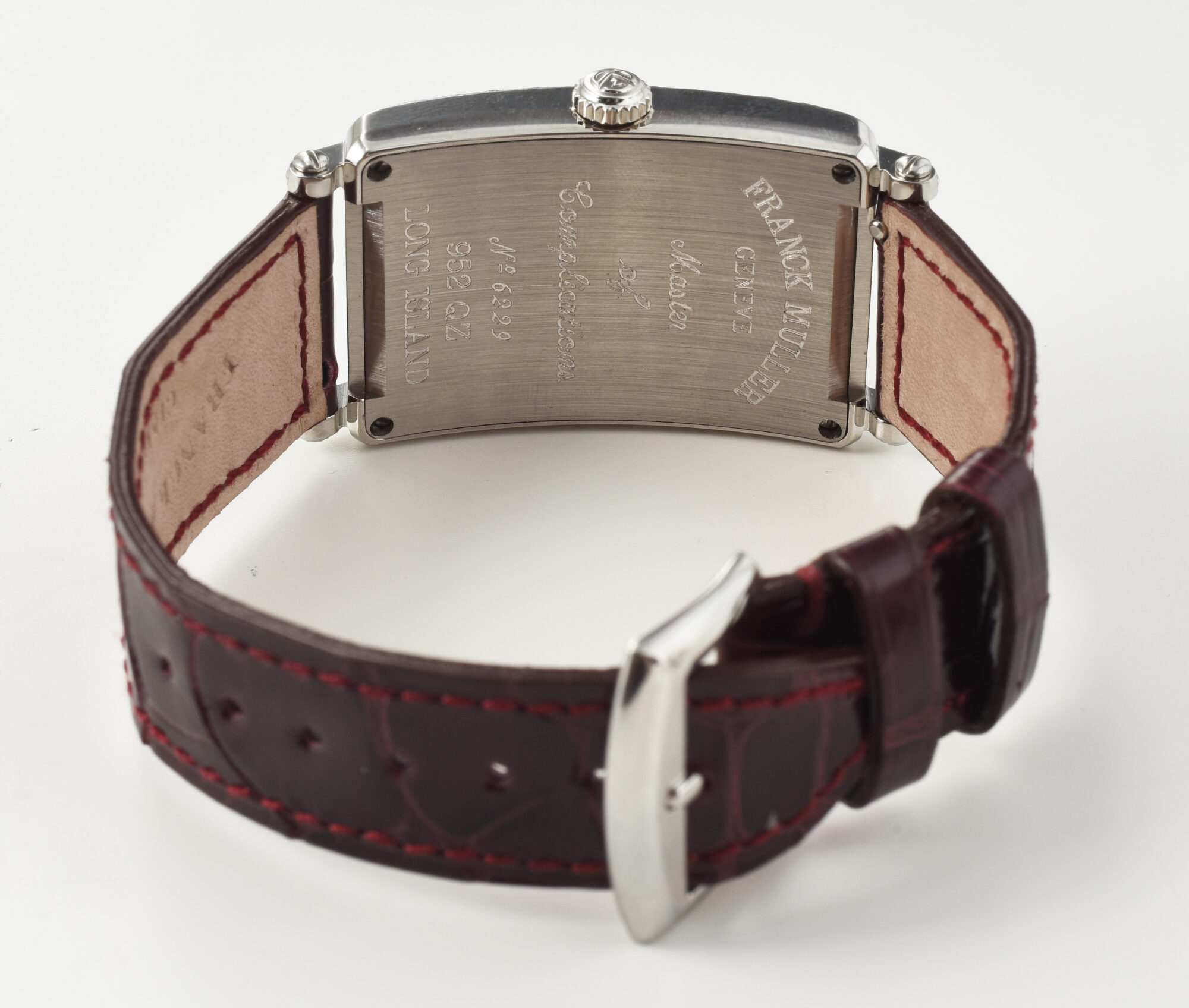 Franck Muller Long Island in steel with rainbow stones on bezel, with box - Image 6