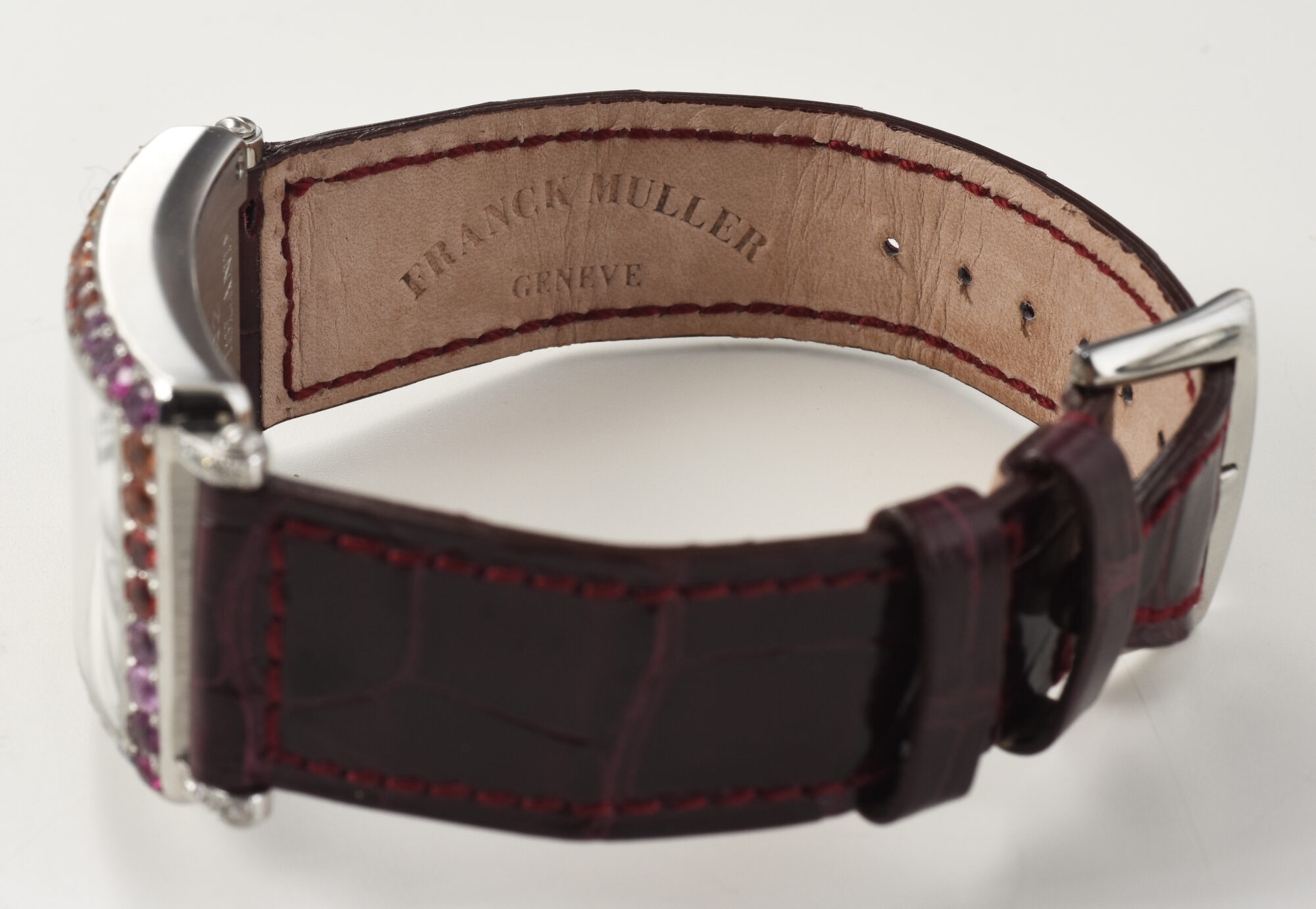 Franck Muller Long Island in steel with rainbow stones on bezel, with box - Image 10