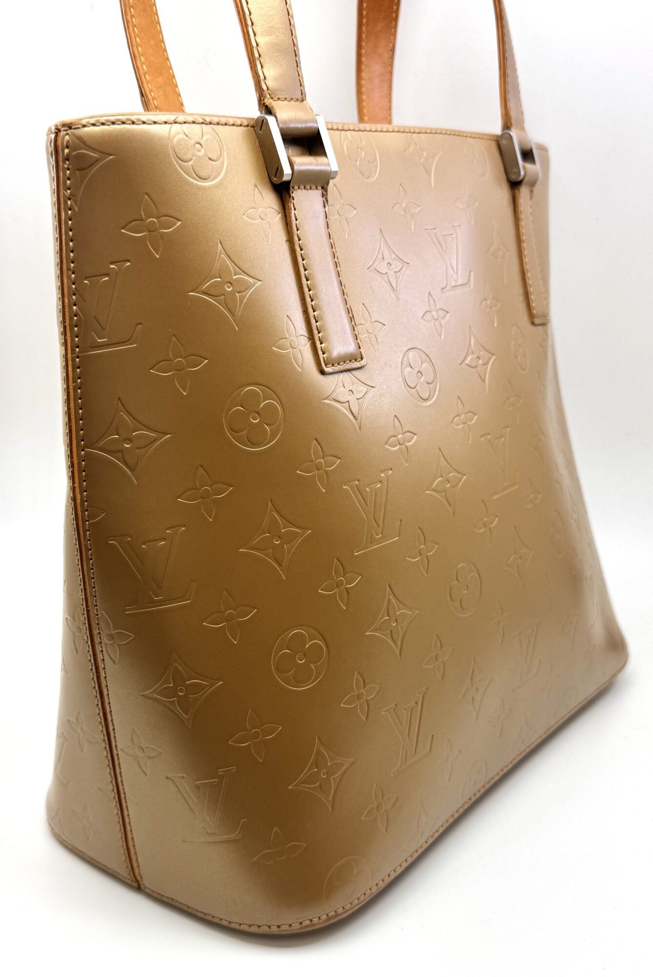 Authentic Louis Vuitton Monogram Matte Stockton Tote Bag-Matte Ambre M55117 - Image 6