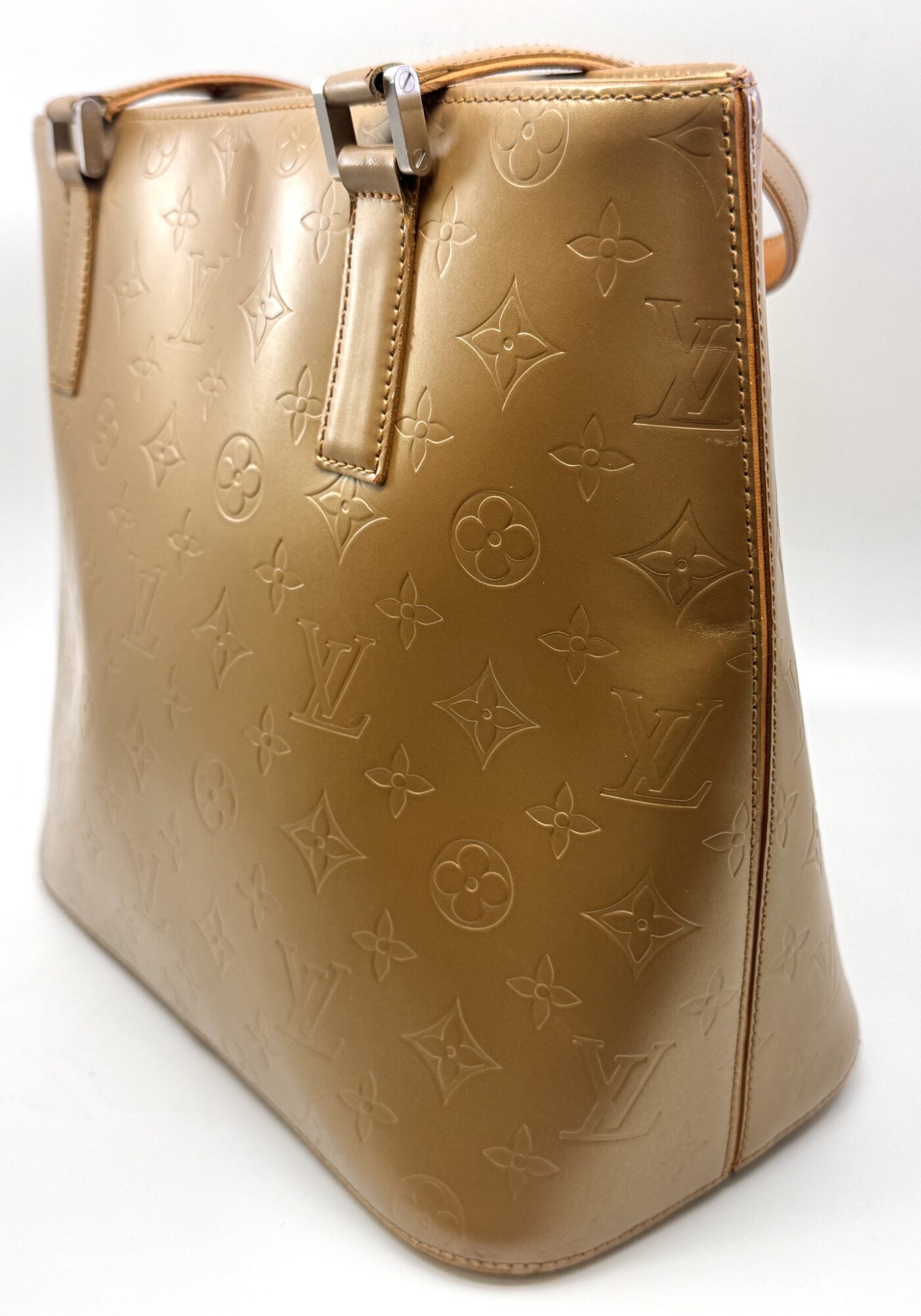 Authentic Louis Vuitton Monogram Matte Stockton Tote Bag-Matte Ambre M55117 - Image 7