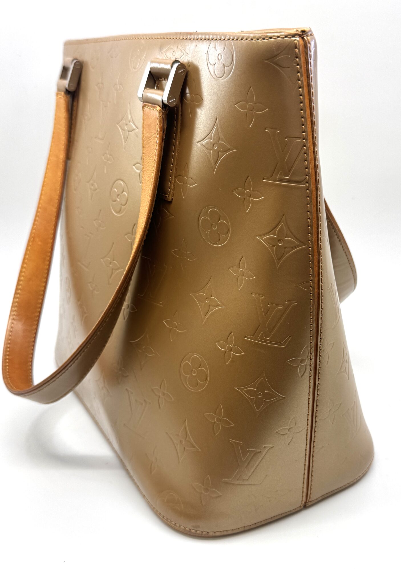 Authentic Louis Vuitton Monogram Matte Stockton Tote Bag-Matte Ambre M55117 - Image 10