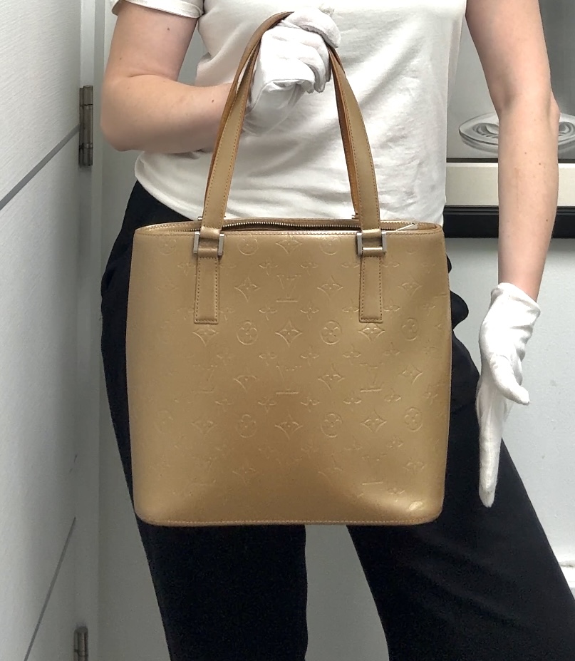 Authentic Louis Vuitton Monogram Matte Stockton Tote Bag-Matte Ambre M55117 - Image 3