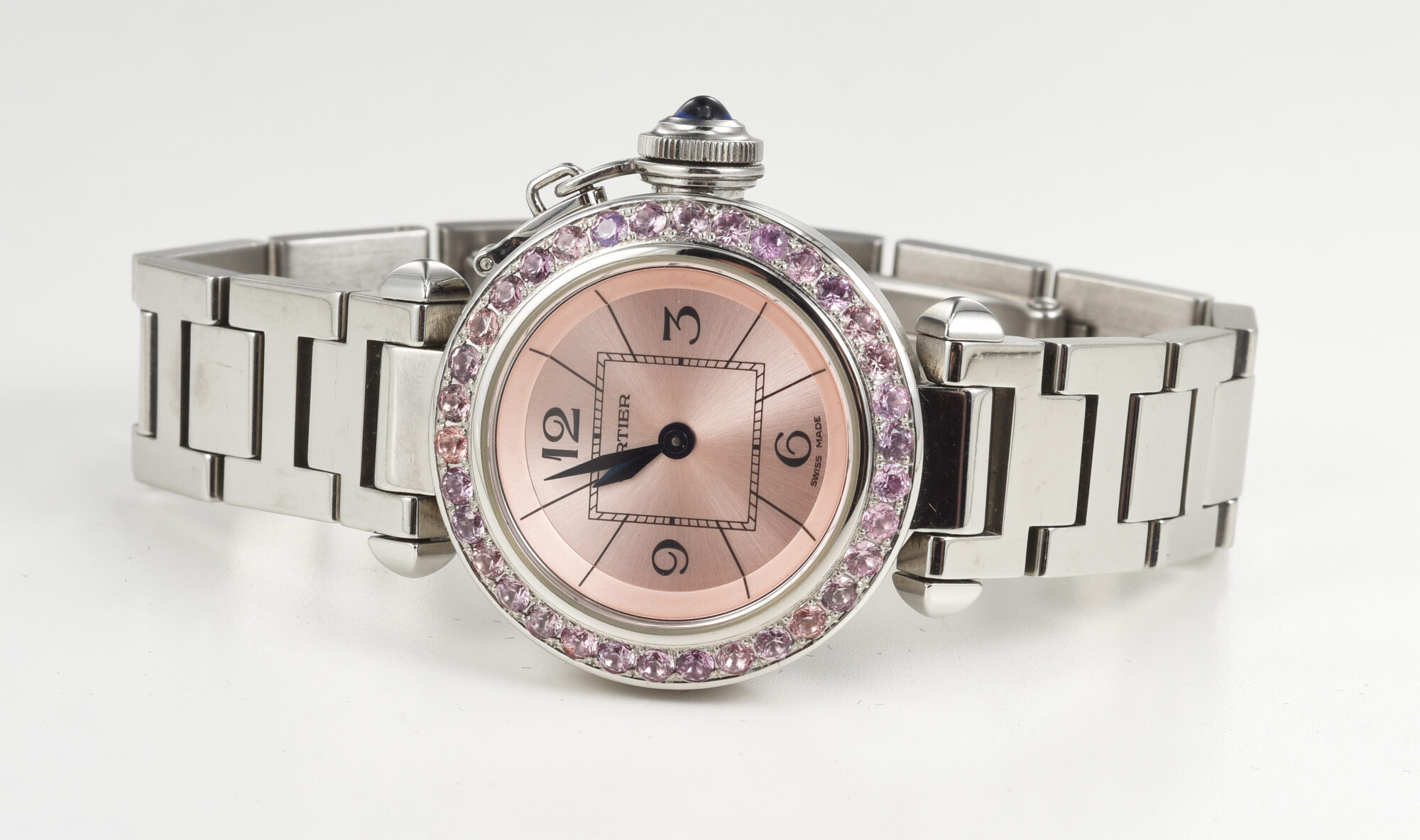 Ladies' 2000s Cartier Pasha watch in Stainless steel with Sapphires Ref. 2973 - Image 7