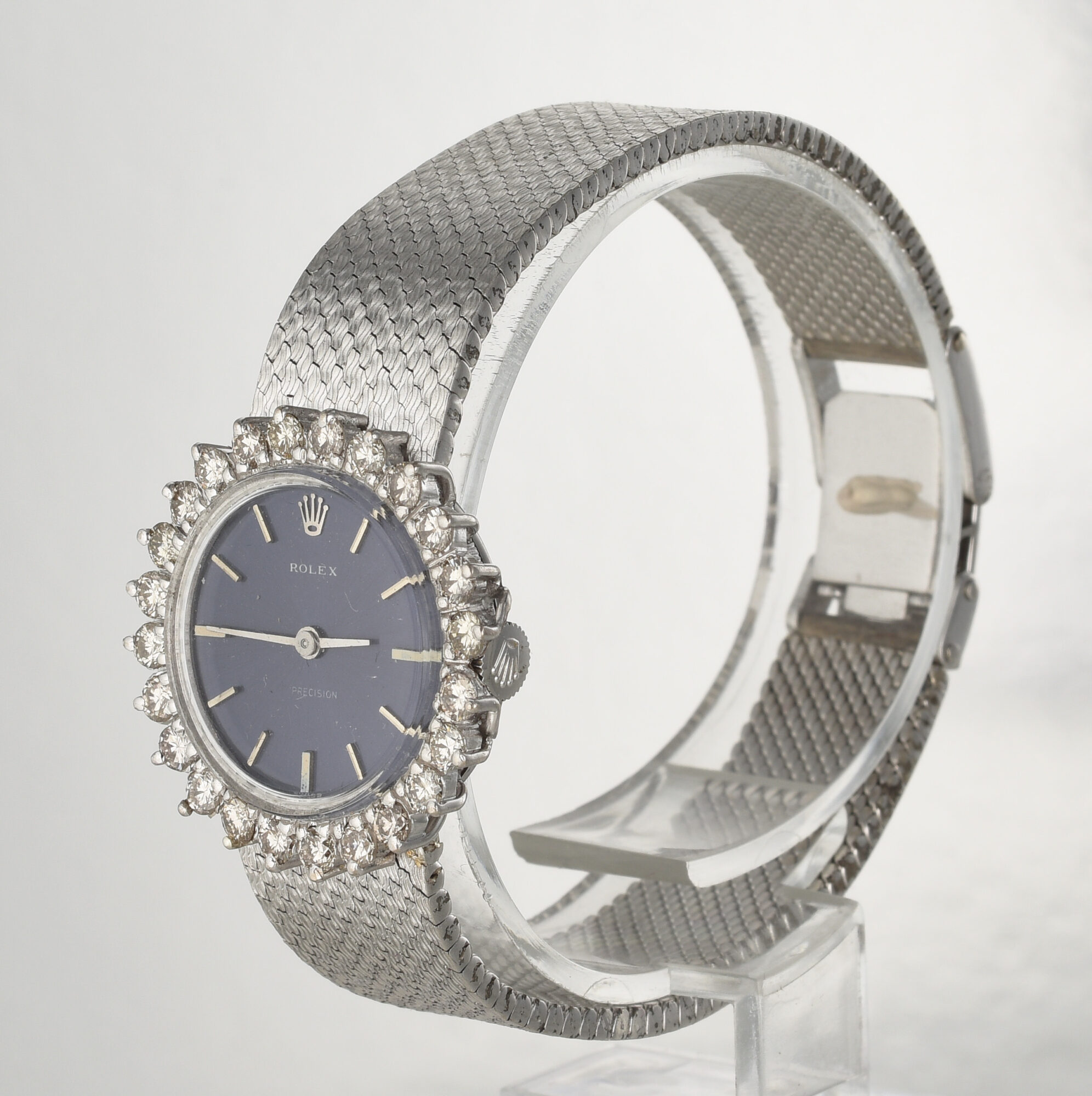 Vintage 1976 Ladies' ROLEX Precision Steel & Silver watch w/Diamonds Ref.2649 - Image 5