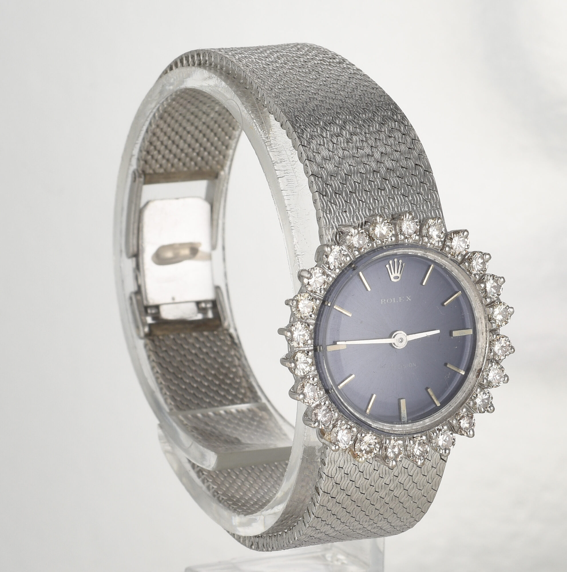 Vintage 1976 Ladies' ROLEX Precision Steel & Silver watch w/Diamonds Ref.2649 - Image 3