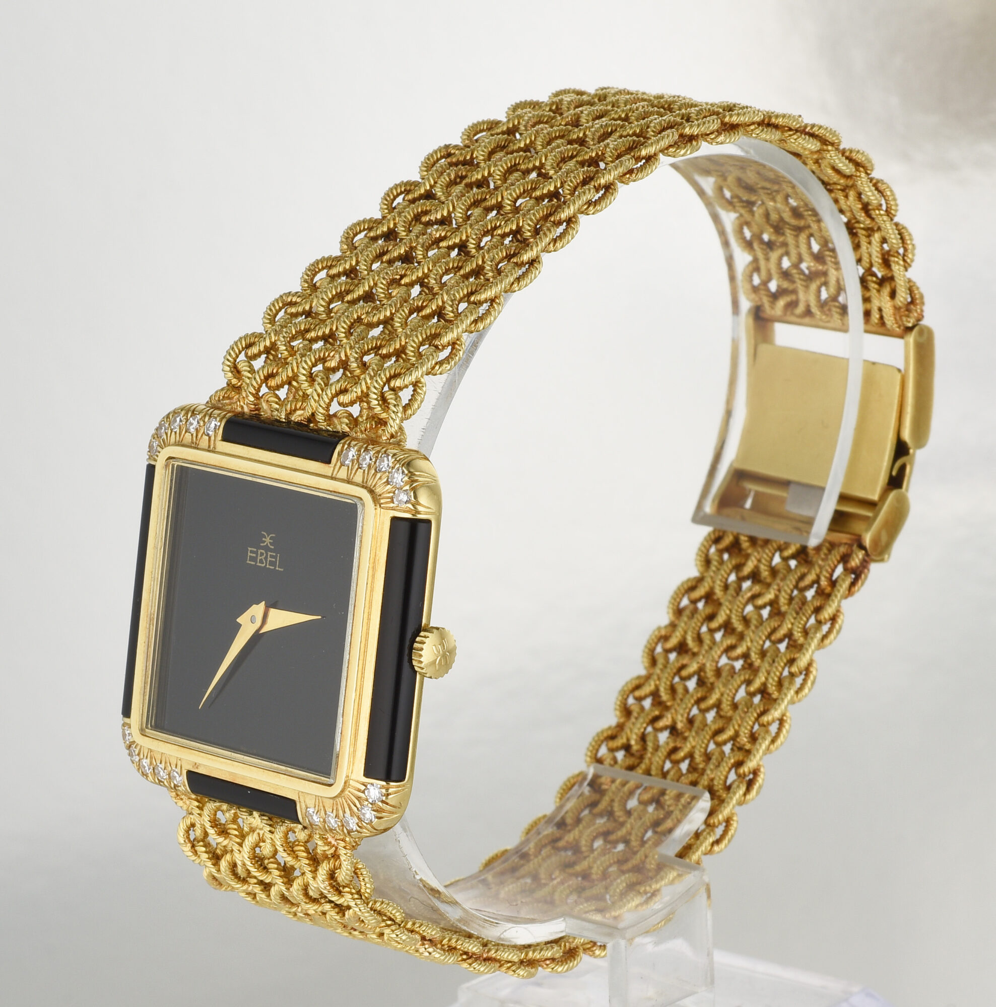 Vintage 1970s Men's Ebel Watch 18K Yellow Gold with Onyx and Diamonds Ref 878 F2 - Image 5