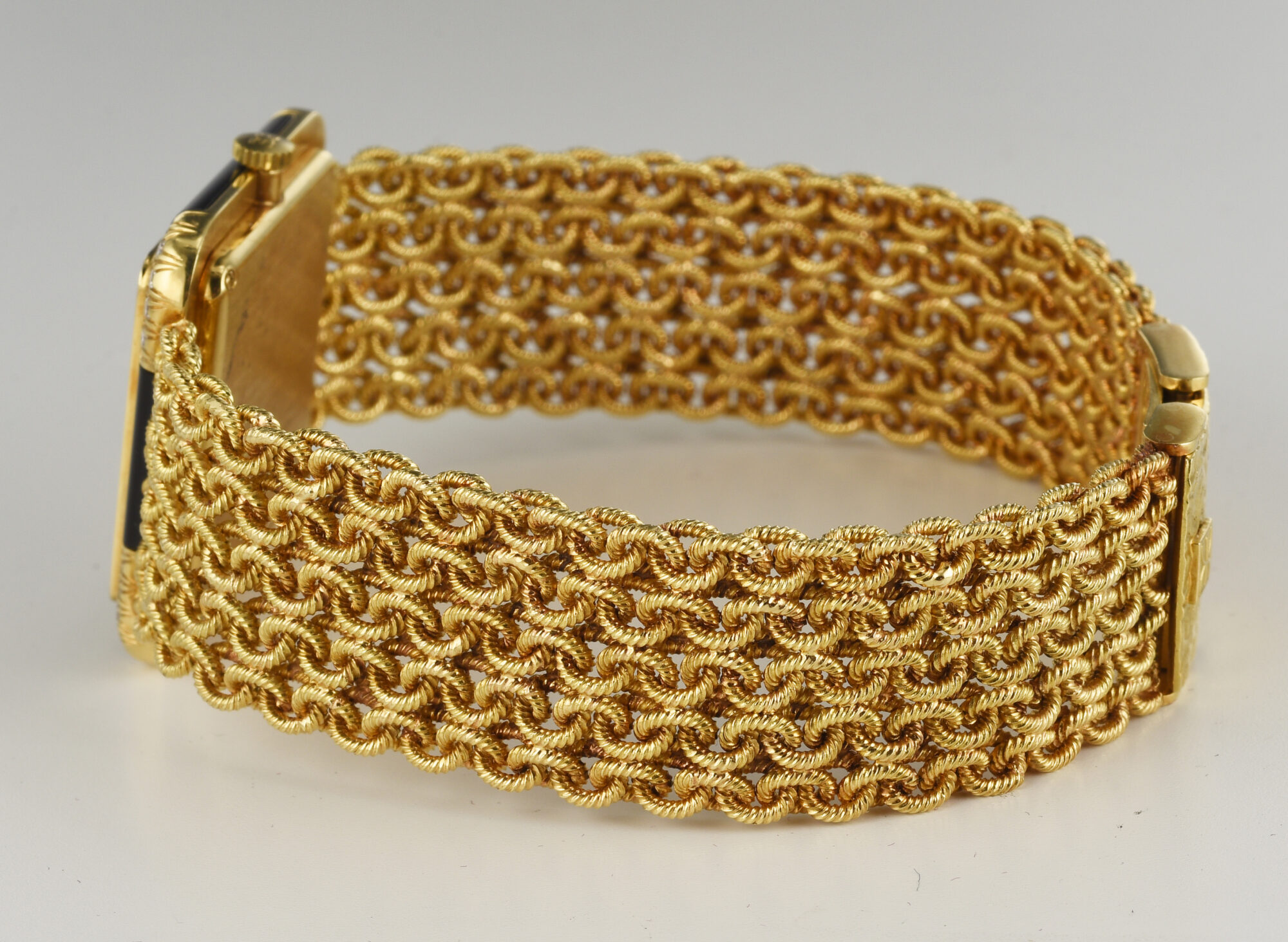 Vintage 1970s Men's Ebel Watch 18K Yellow Gold with Onyx and Diamonds Ref 878 F2 - Image 8