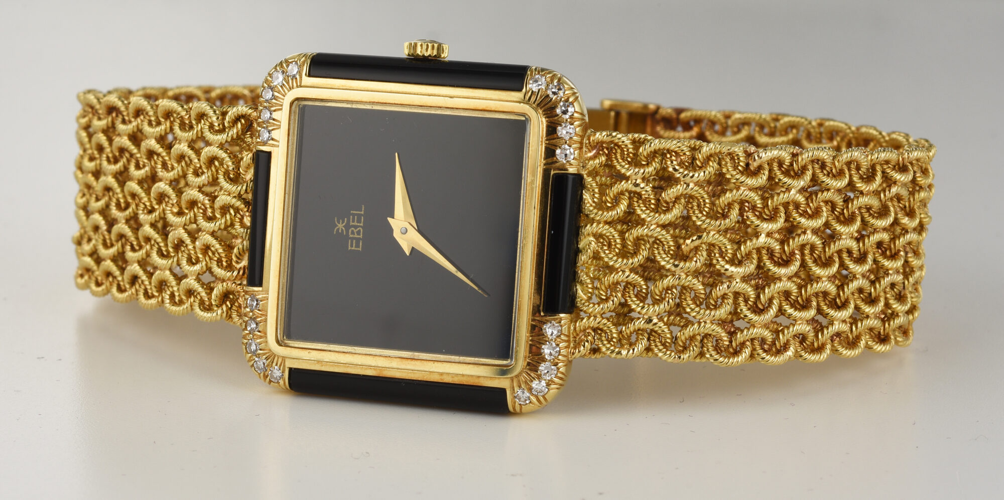 Vintage 1970s Men's Ebel Watch 18K Yellow Gold with Onyx and Diamonds Ref 878 F2 - Image 9