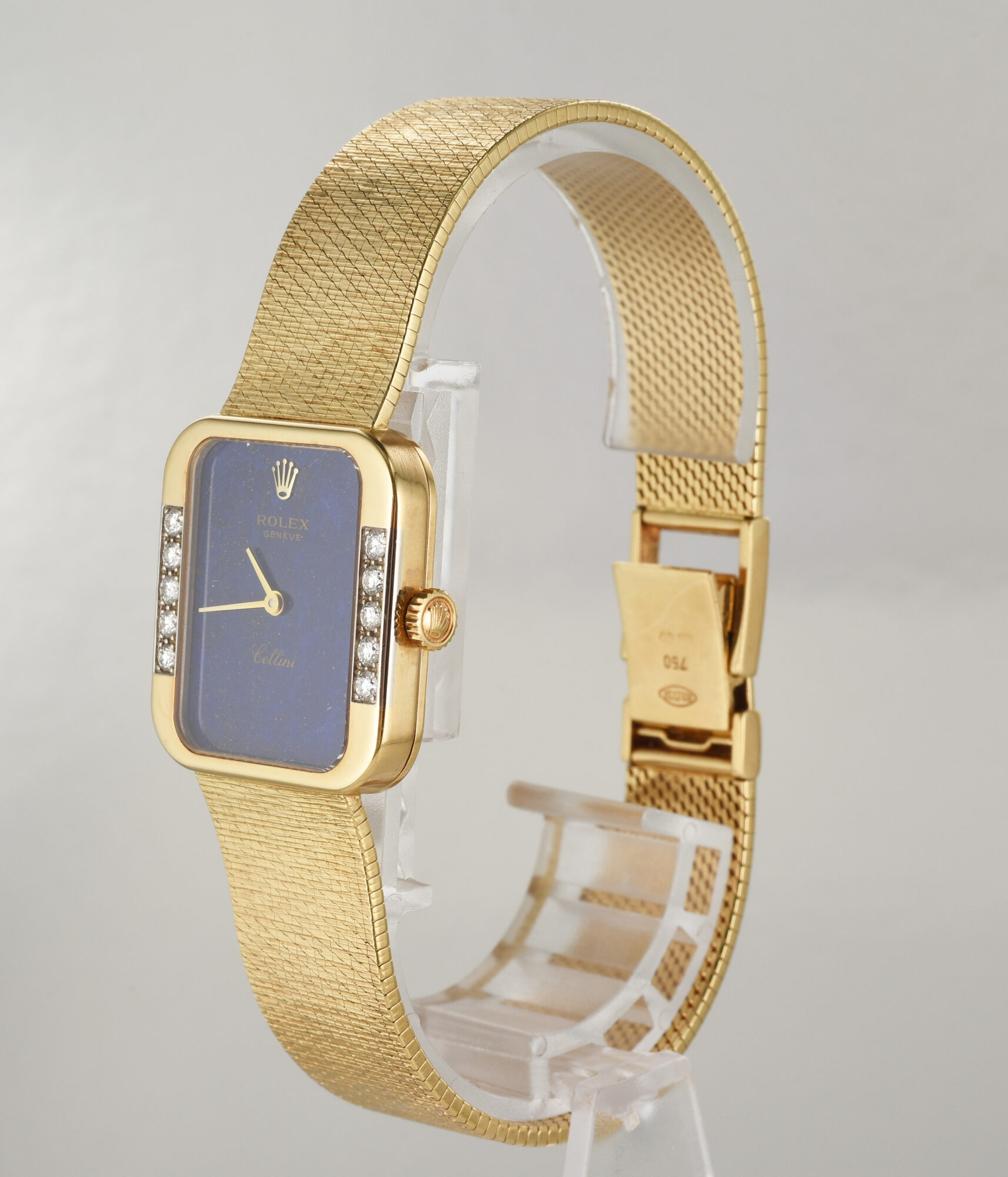 Vintage 1976 Rolex Cellini watch 18K Yellow Gold with Diamonds/Lapis dial Ref.4628 - Image 3