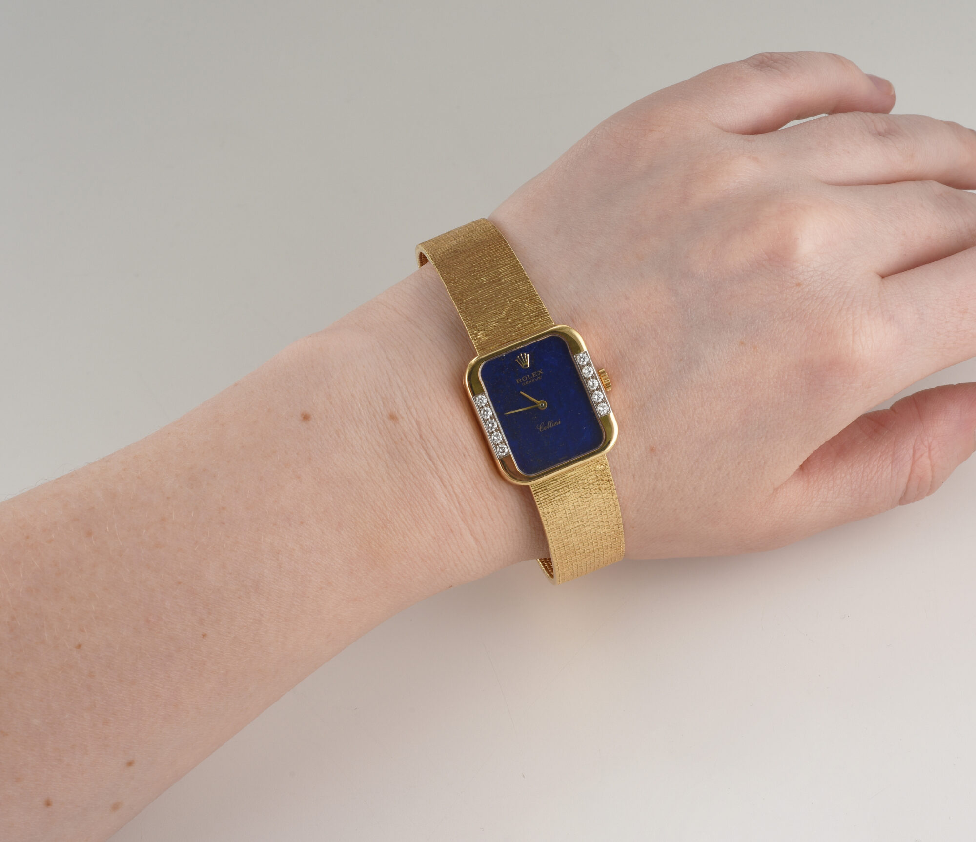 Vintage 1976 Rolex Cellini watch 18K Yellow Gold with Diamonds/Lapis dial Ref.4628 - Image 2