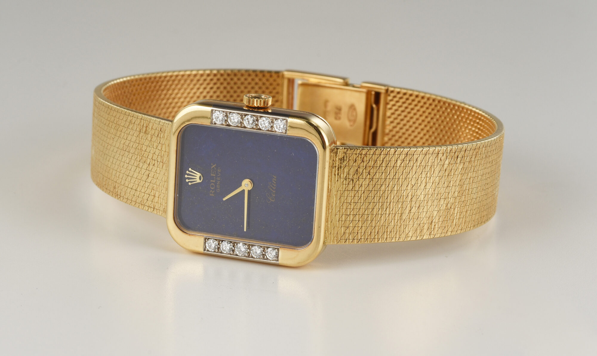 Vintage 1976 Rolex Cellini watch 18K Yellow Gold with Diamonds/Lapis dial Ref.4628 - Image 6