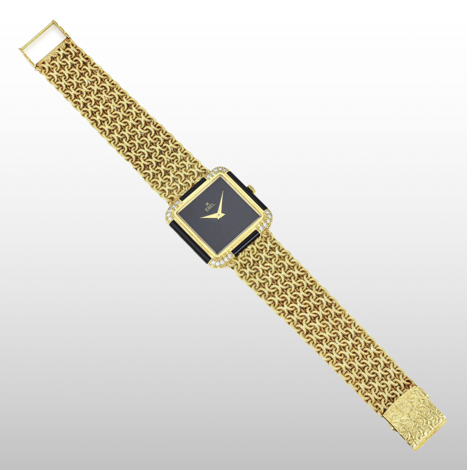 Vintage 1970s Men's Ebel Watch 18K Yellow Gold with Onyx and Diamonds Ref 878 F2 - Image 6