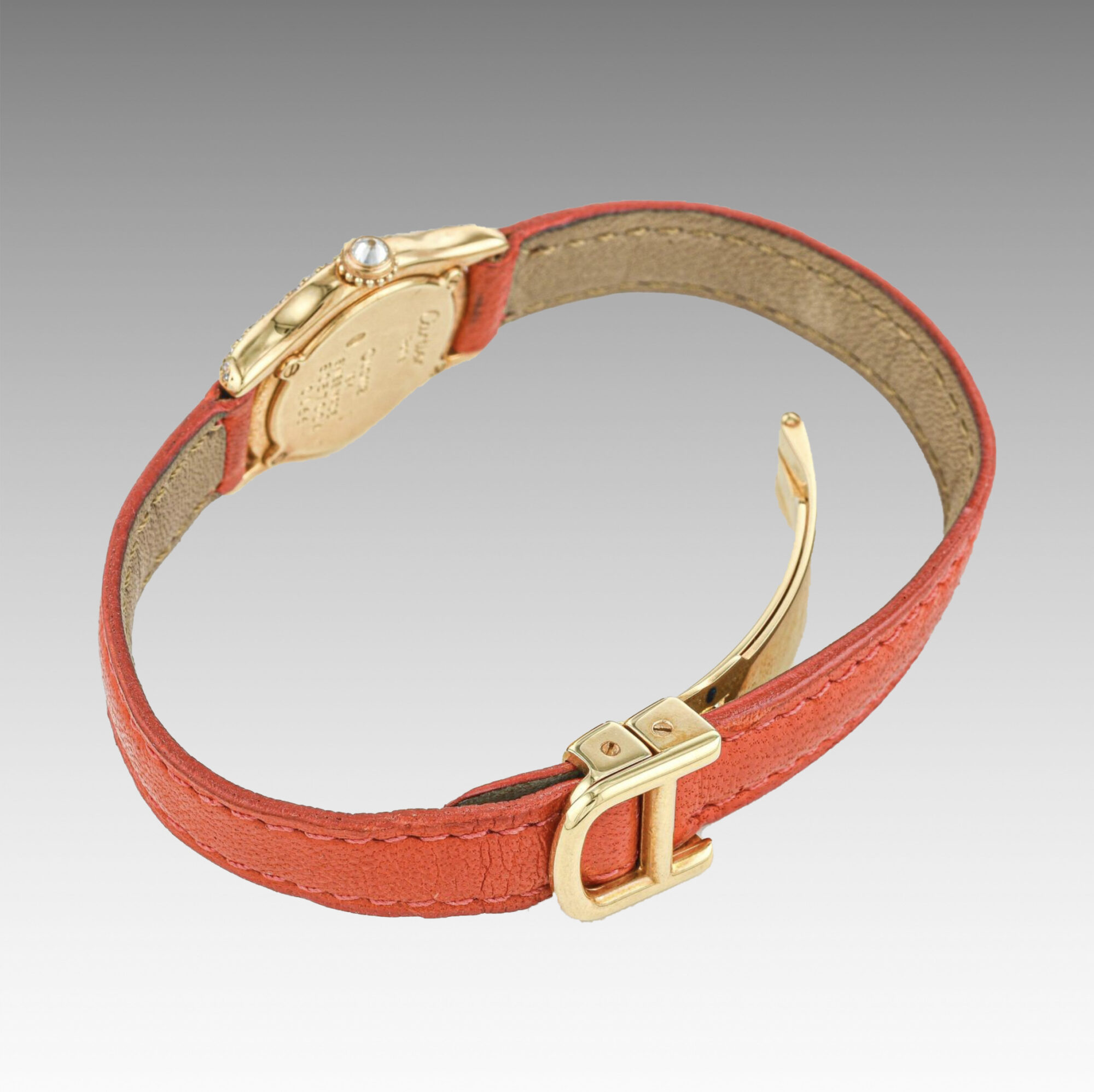 1990s Ladies' Cartier Red leather Ronde watch 18K Yellow Gold Ref.0166 - Image 5