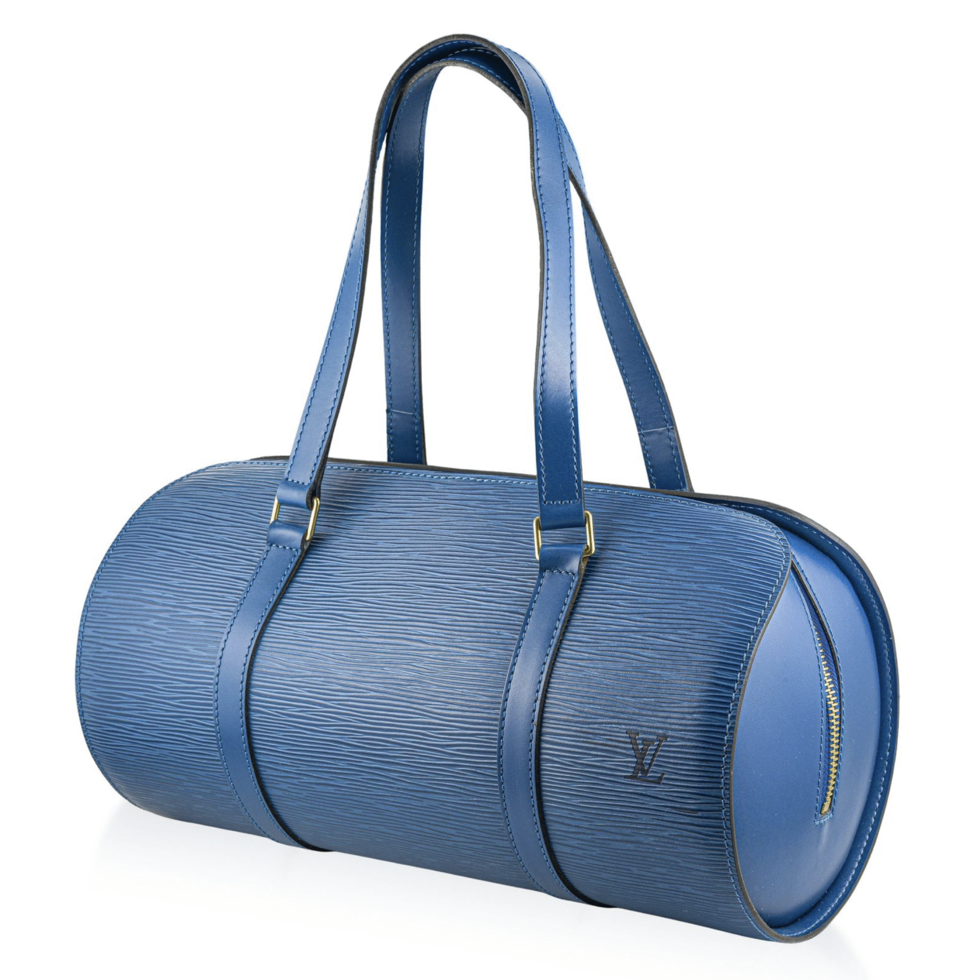 Authentic Louis Vuitton Epi Soufflot Handbag, Toledo Blue M52225 w/small pouch - Image 2