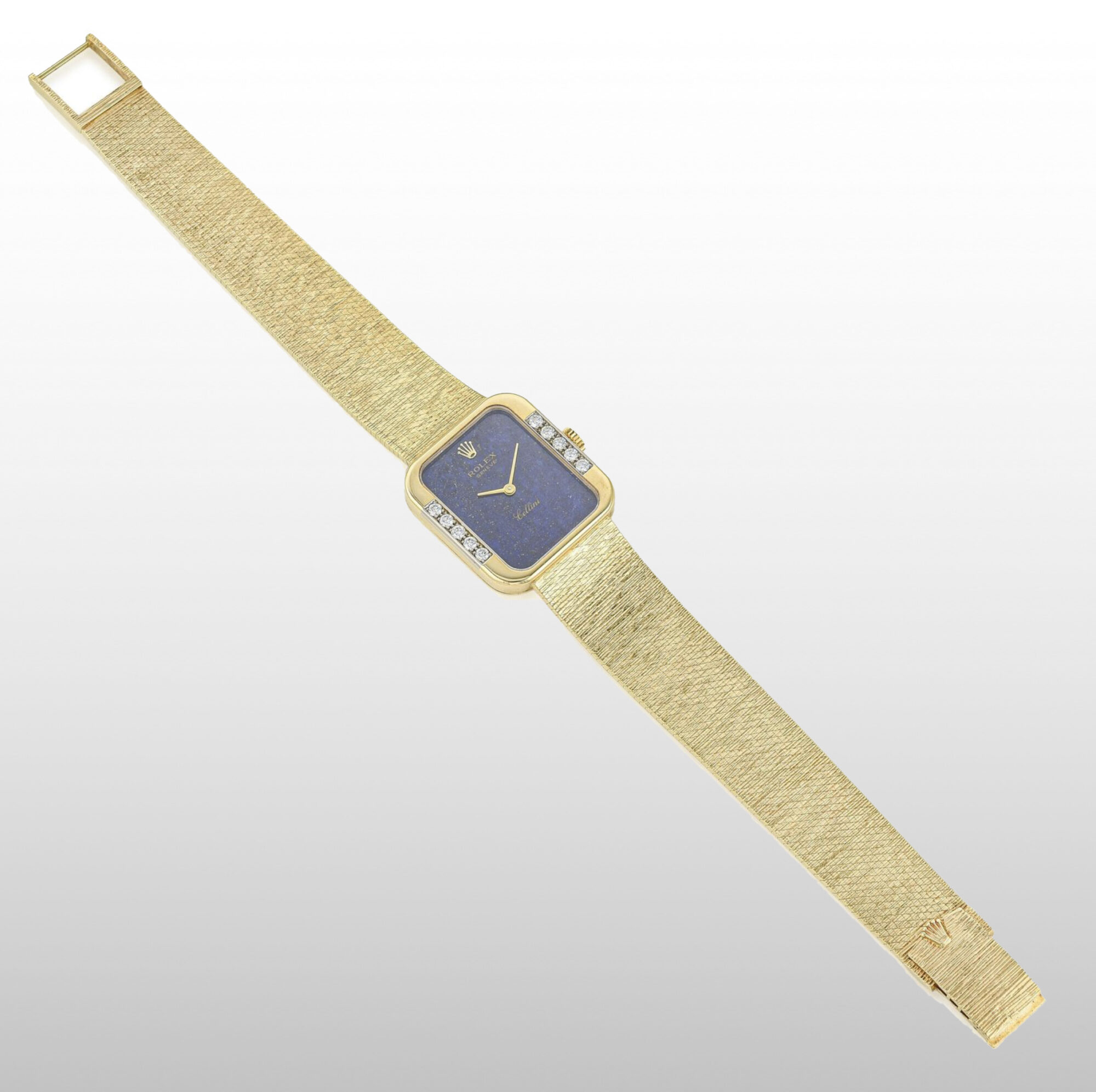 Vintage 1976 Rolex Cellini watch 18K Yellow Gold with Diamonds/Lapis dial Ref.4628 - Image 5