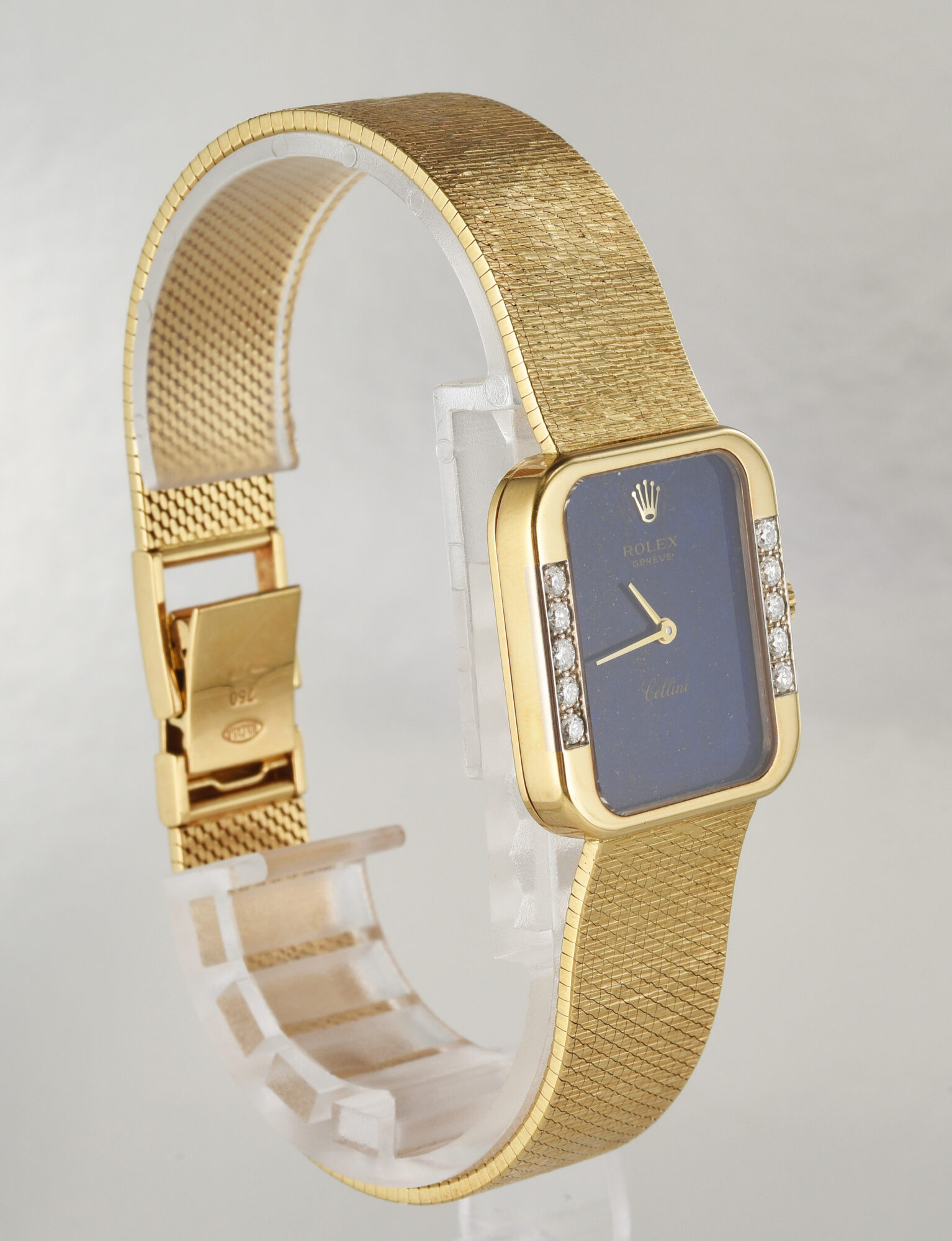 Vintage 1976 Rolex Cellini watch 18K Yellow Gold with Diamonds/Lapis dial Ref.4628 - Image 4