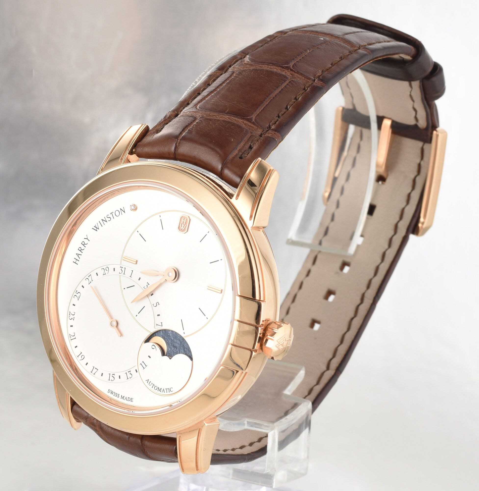 Men's Harry Winston Midnight Moon Phase watch in 18K Rose Gold Ref.MIDAMP42RR003 & box - Image 7