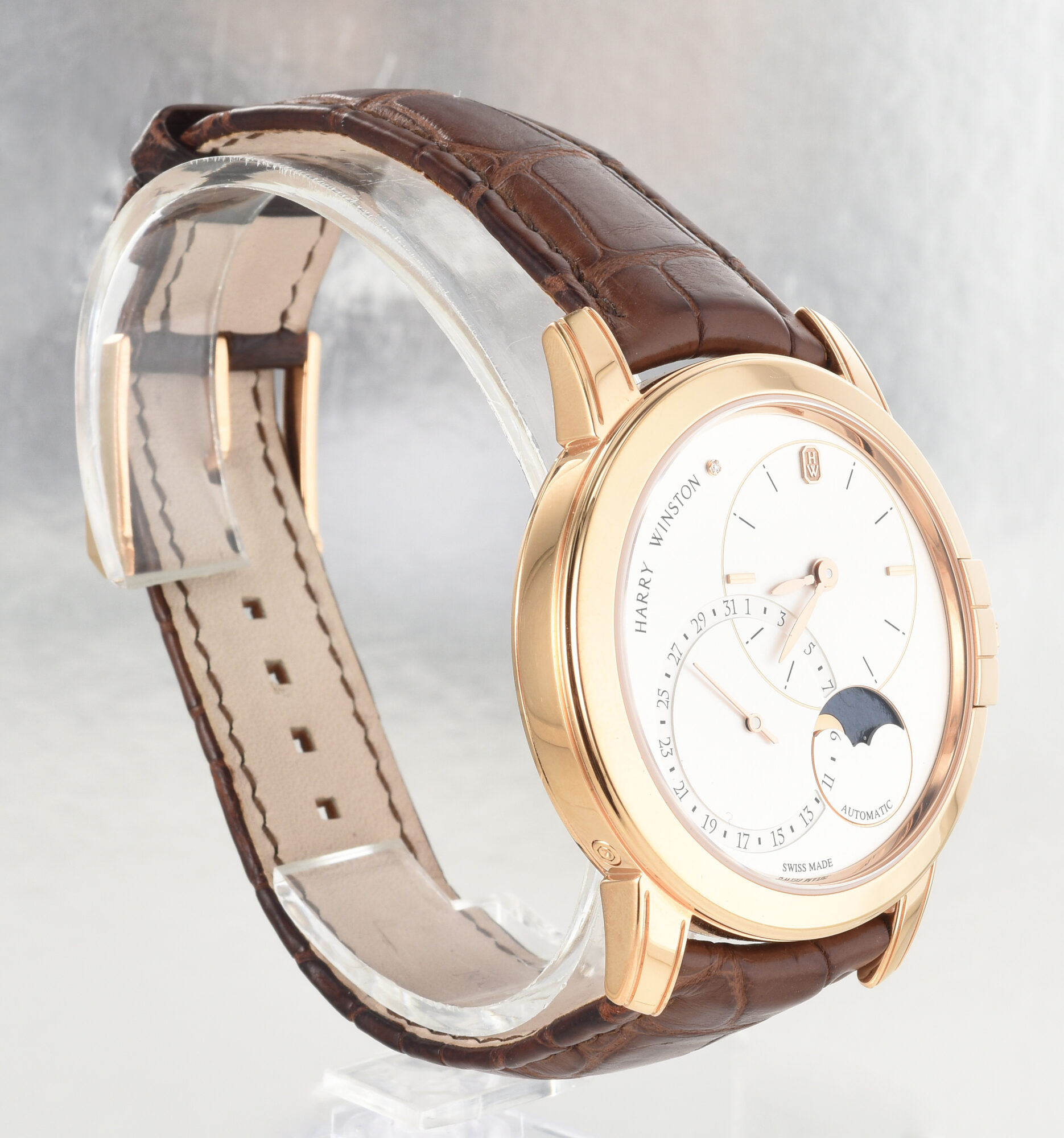 Men's Harry Winston Midnight Moon Phase watch in 18K Rose Gold Ref.MIDAMP42RR003 & box - Image 8